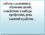 Подпись: забота о развитии и обучении детей;содействие в выборе профессии, рода занятий и работы…